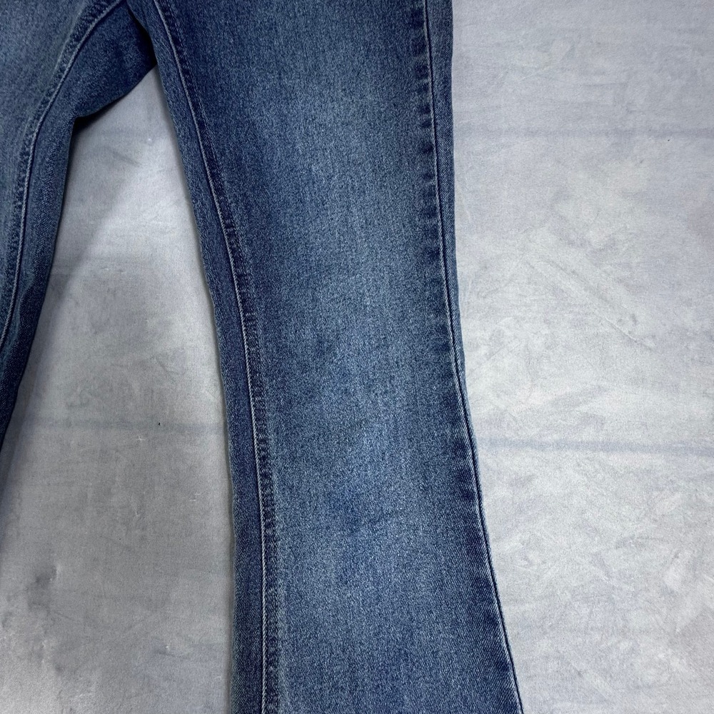 Crest Premium Womens Flared Bootcut Jeans Blue Denim Stretch Whisker 5-Pocket 1 - Picture 10 of 16